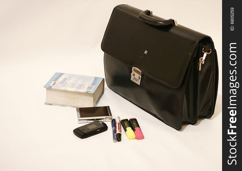 Isolated black weather briefcase on white background. Isolated black weather briefcase on white background