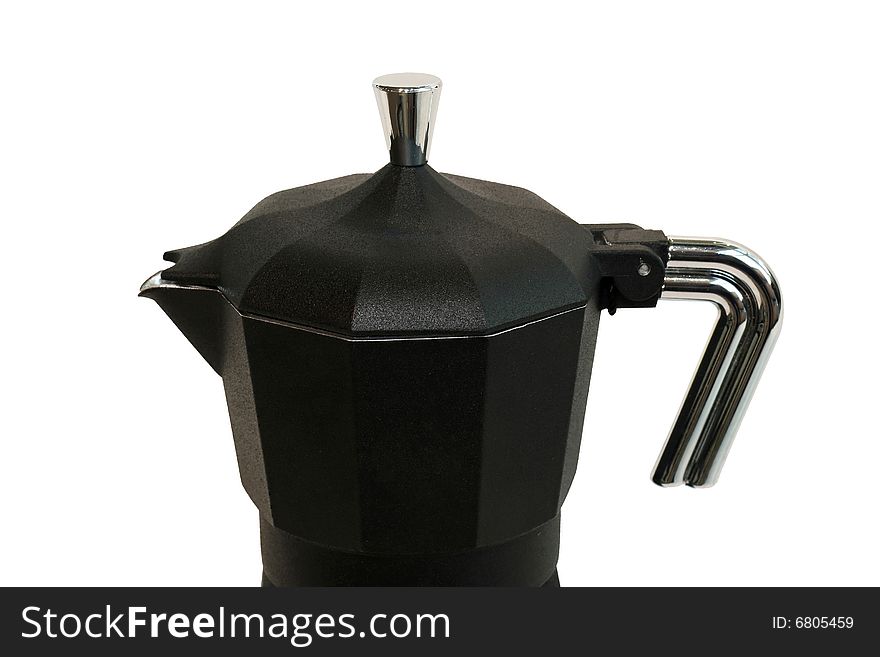 Traditional old style Italian coffee pot isolated. Traditional old style Italian coffee pot isolated