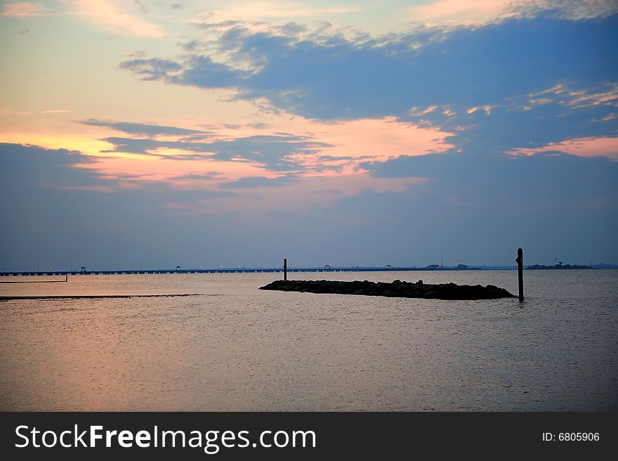 Sunset in an ocean bay. Sunset in an ocean bay