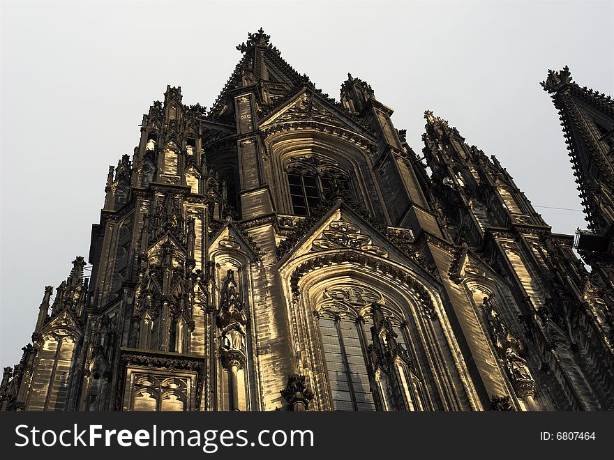 Top Part Of Cologne Cathedral. Famous International Landmark in Germany. UNESCO World Heritage Site. Top Part Of Cologne Cathedral. Famous International Landmark in Germany. UNESCO World Heritage Site.