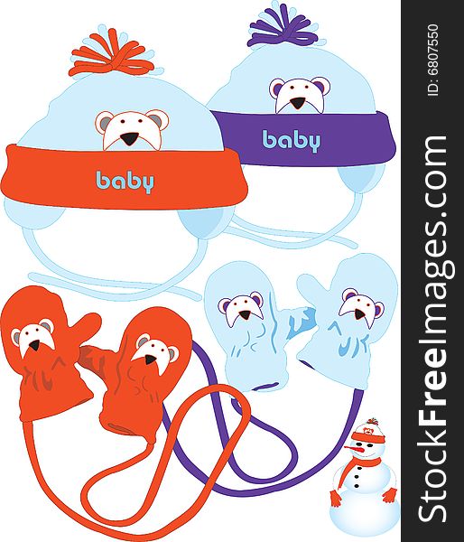 Vector illustration for hat and gloves. Vector illustration for hat and gloves