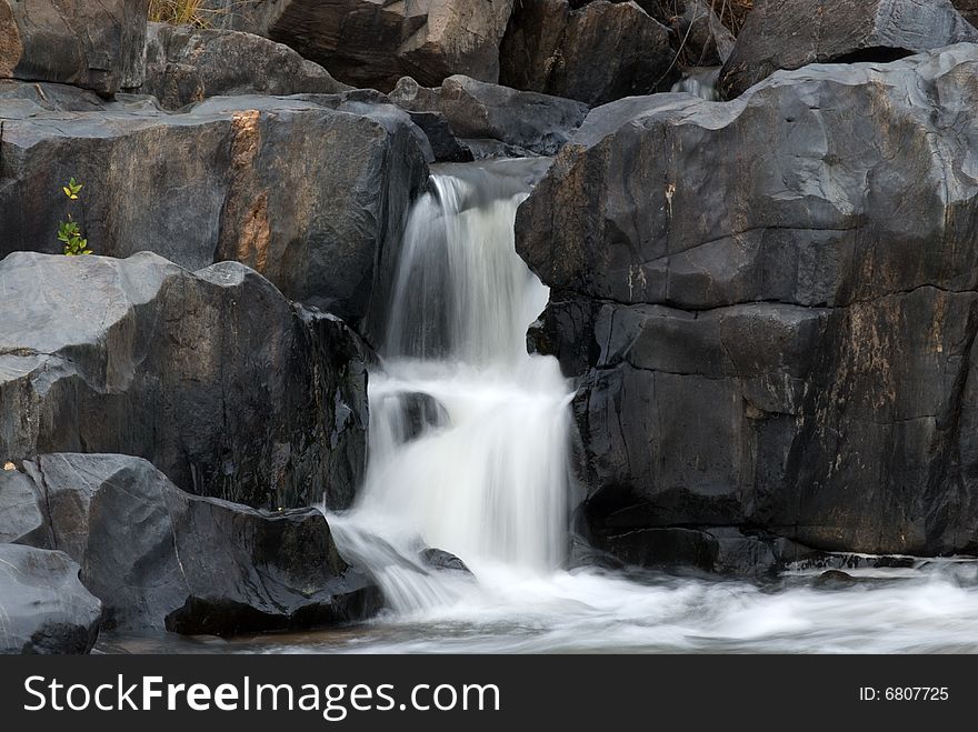 Long exposure motion blurred waterfall in western Wisconsin