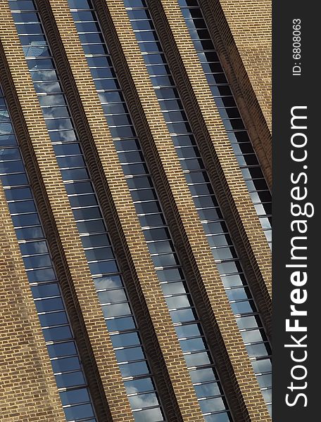 Brick and glass abstract building exterior