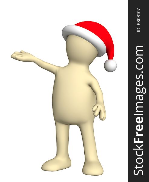 Puppet in a christmas costume. Object over white
