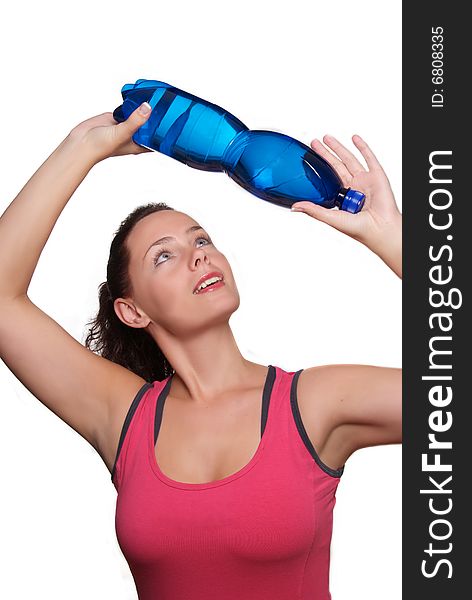 Sporty girl with bottle of water