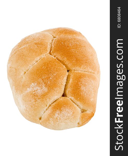 A freshly baked bun on the white background