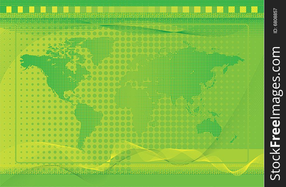 Green world background with halftone and dot effects and blends. Green world background with halftone and dot effects and blends