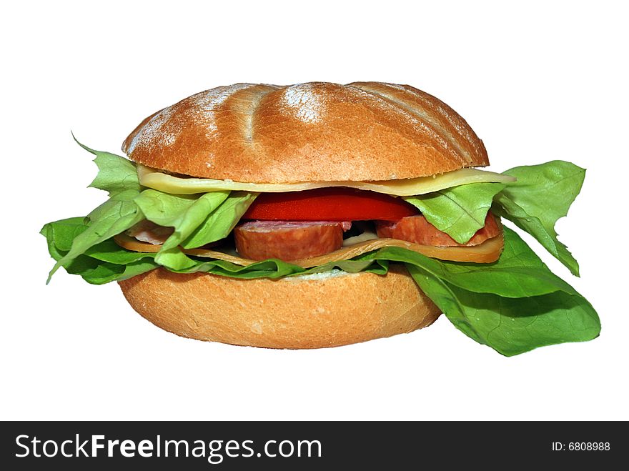 Breadroll sandwich isolated