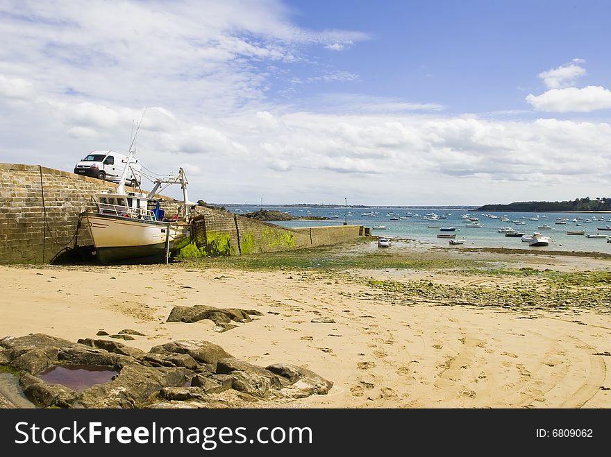 Low tide at the beach of St.Cast Le Guildo. Bretagne, France