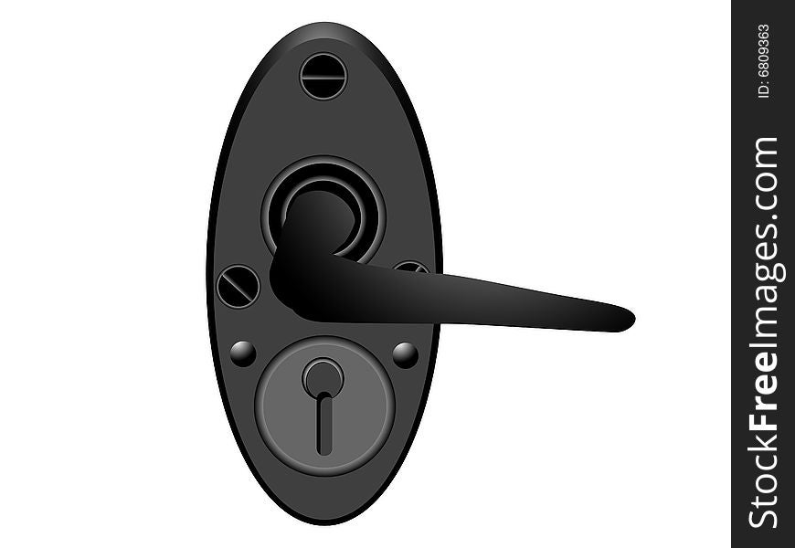 Door handle on isolated background