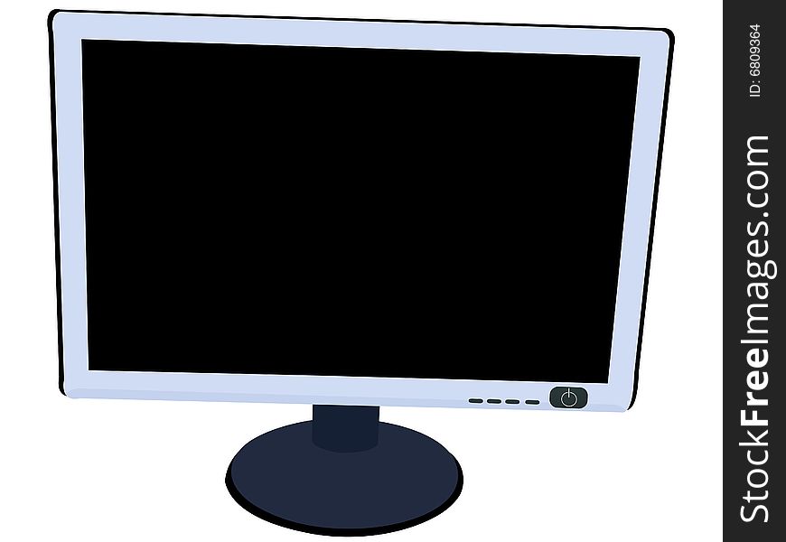 Flat monitor on isolated white background