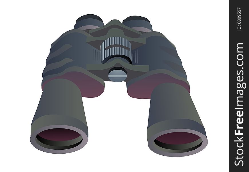 Binoculars in shop isolated on white background