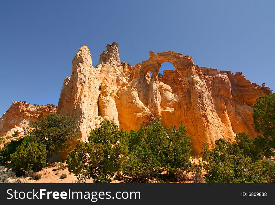 View of the red rock formations in Grand Staircase Escalante National Monument with blue skyï¿½s and clouds