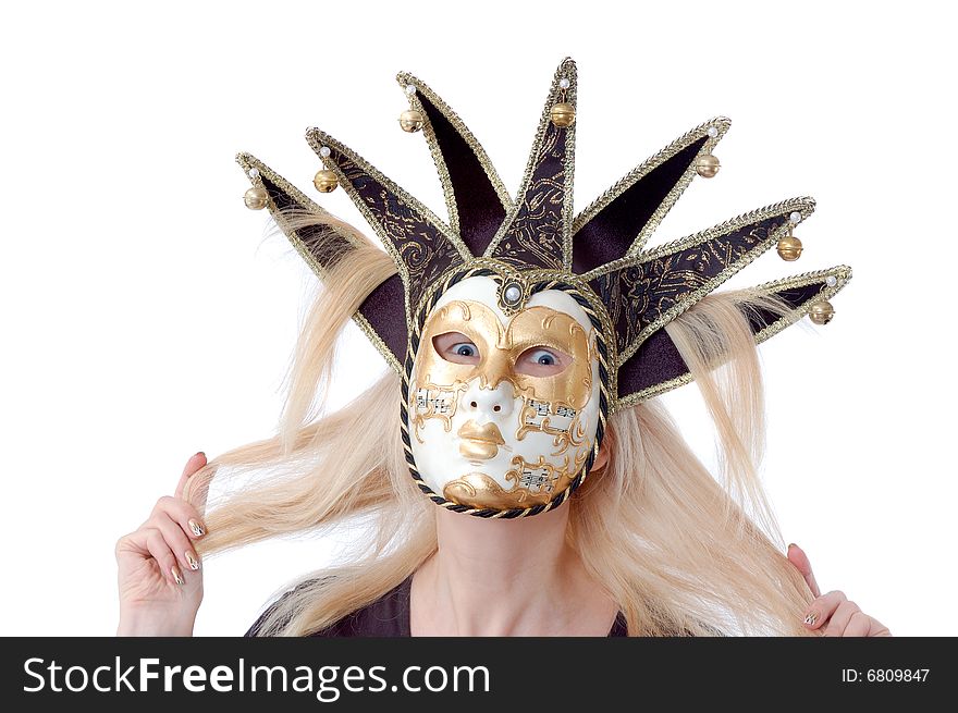 A pretty woman in venus music mask