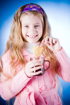 Little Girl With Tea Cup Stock Photo Little Girl With Tea Cup Stock Photo