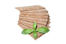 Crispbread Slices With Basil Royalty Free Stock Photo Crispbread Slices With Basil Royalty Free Stock Photo