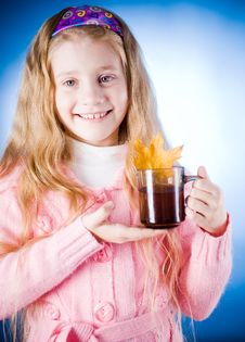 Cute Little Girl With Tea Cup Stock Images Cute Little Girl With Tea Cup Stock Images