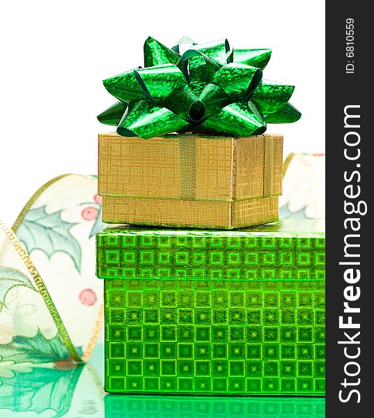 Green and golden gift box