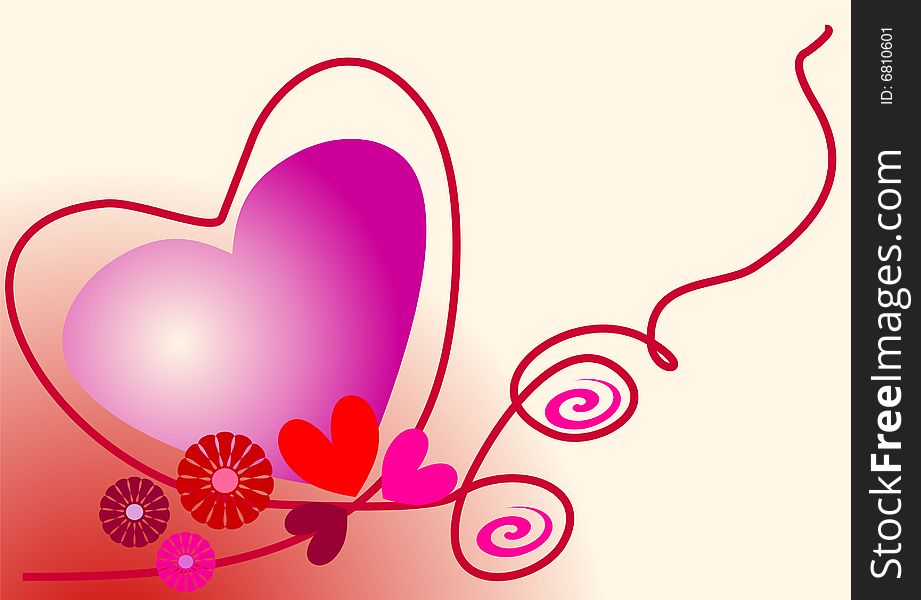 Design with swirling lines, hearts and decorative flowers. Can be used as a background too. Design with swirling lines, hearts and decorative flowers. Can be used as a background too.