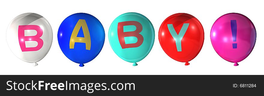 Baby word on colorful balloons