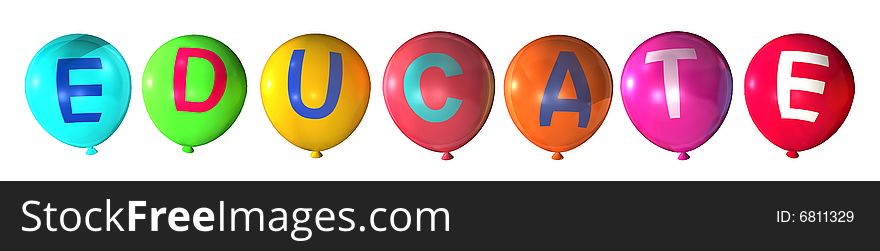 Educate word in abstract balloons