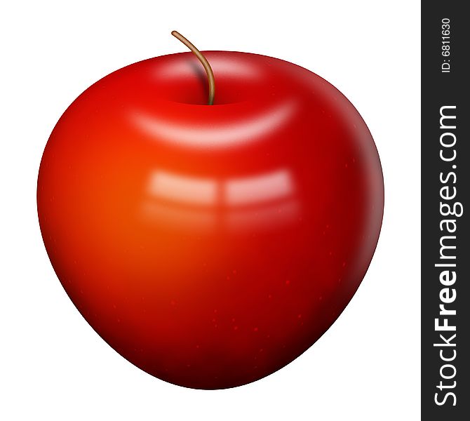 A computer llustration of a shinny red apple, isolated on a white background. A computer llustration of a shinny red apple, isolated on a white background.