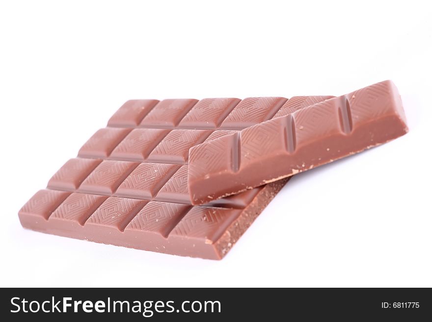 Chocolate bar, cocoa, isolated over white background