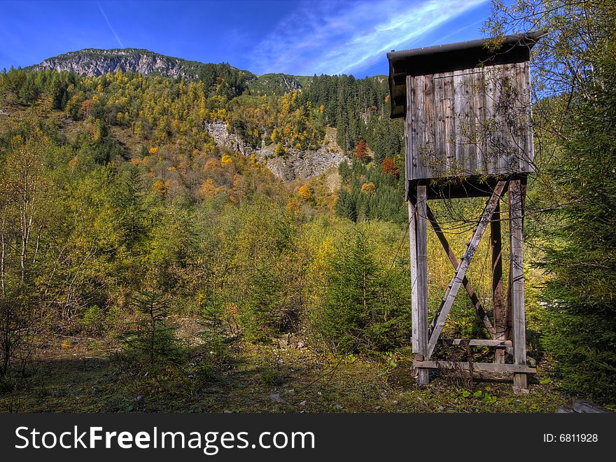 Hunting lookout in the Austrian Alps in Tirol. Hunting lookout in the Austrian Alps in Tirol.