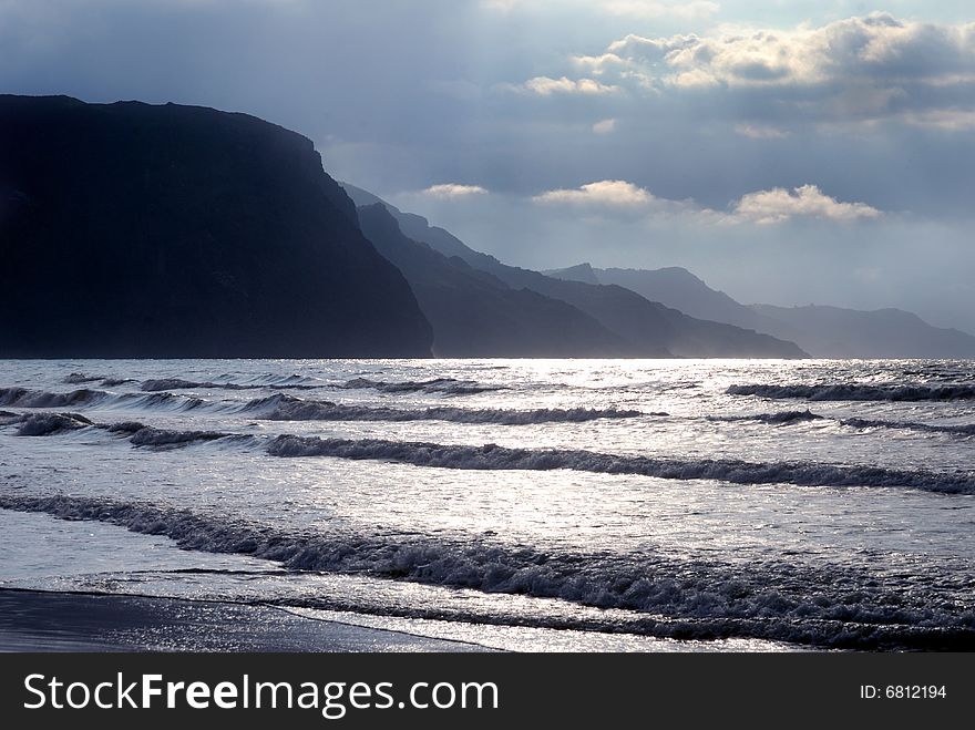 Morning on the beach after storm