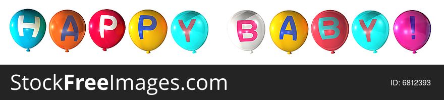 Happy baby word on colorful balloons