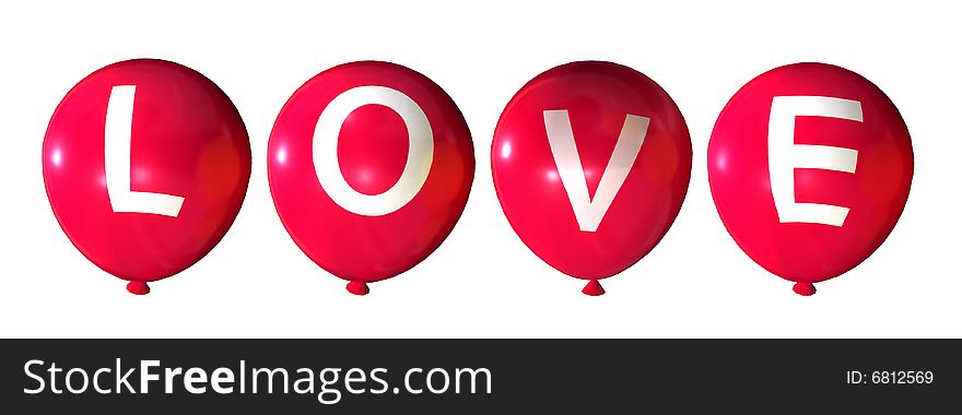 Love word in colorful balloons