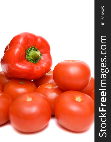 Many tomato isolated on white background