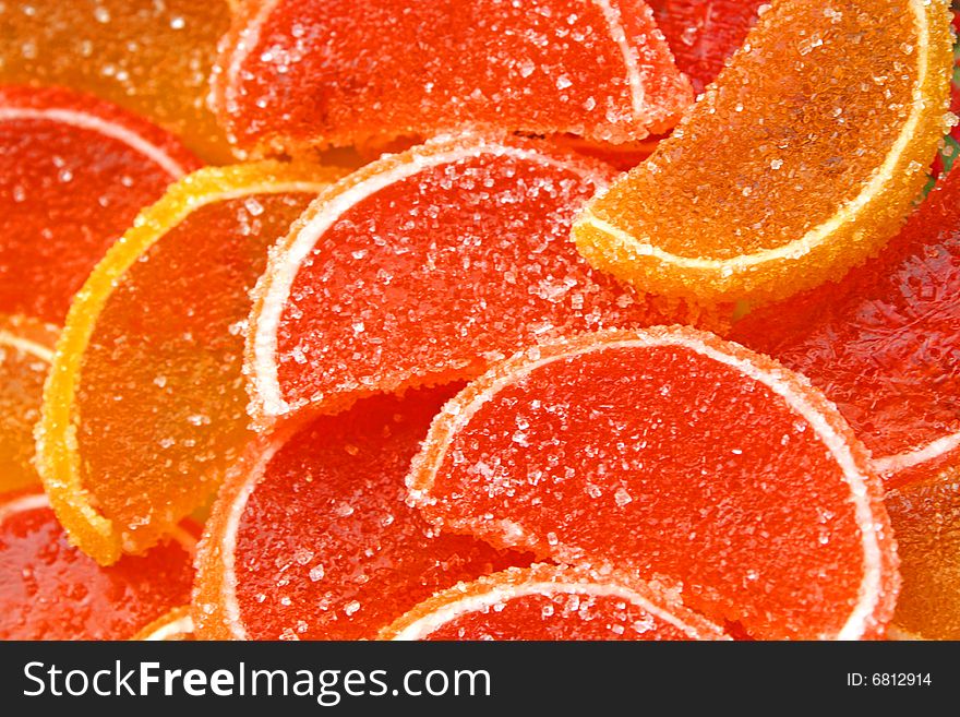 Close up of the grape fruit and orange slices. Close up of the grape fruit and orange slices
