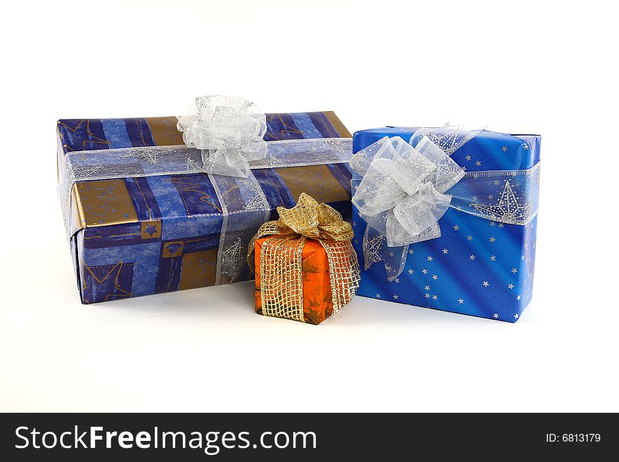 Christmas presents and gifts on white background