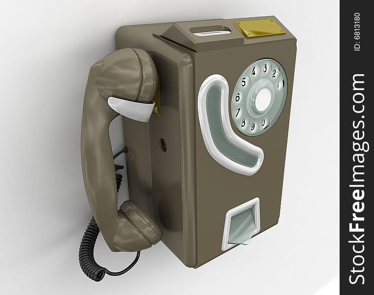 3d image of old phone. White background.