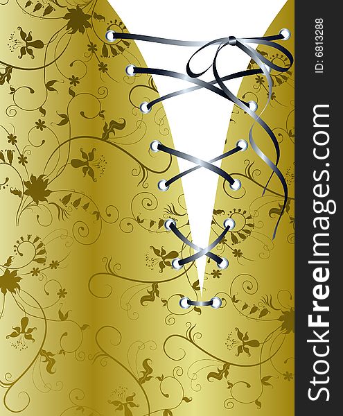 Vector illustration of golden clothes with lacing. Vector illustration of golden clothes with lacing