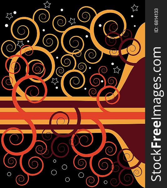 Curly Shapes Appear before a Starry Background in an Abstract Background Illustration. Curly Shapes Appear before a Starry Background in an Abstract Background Illustration.
