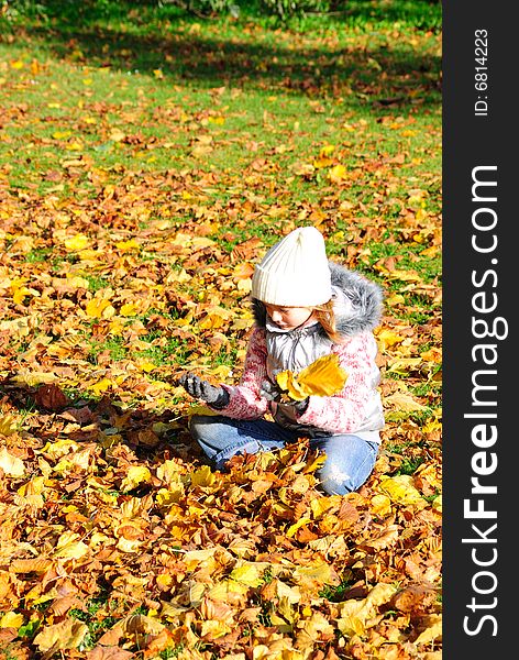 Portrait of little girl in the late of autumn. Portrait of little girl in the late of autumn