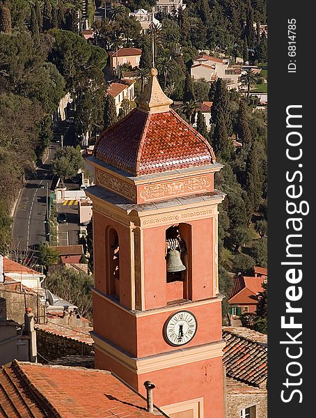 Clock And Bell In Tower