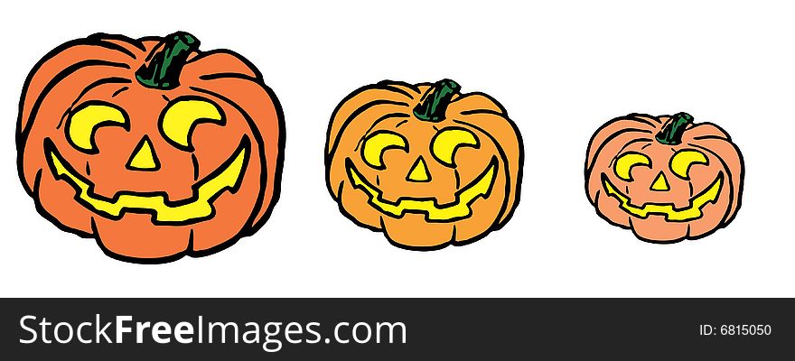 Illustration of a carved halloween pumpkins. Illustration of a carved halloween pumpkins