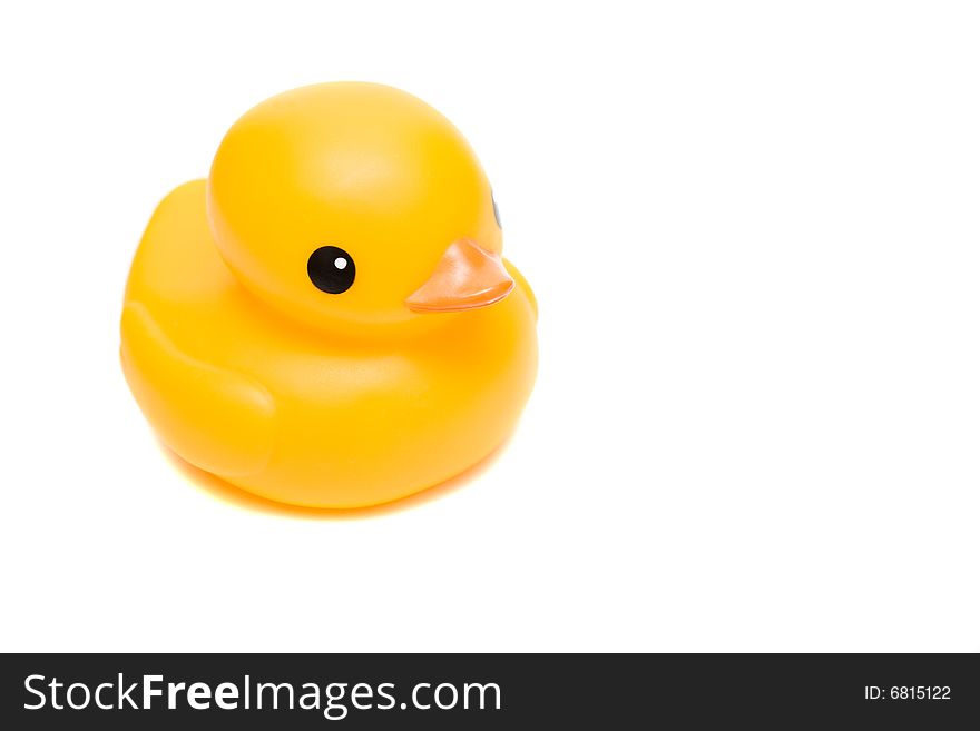 Yellow bath duck isolated on white background