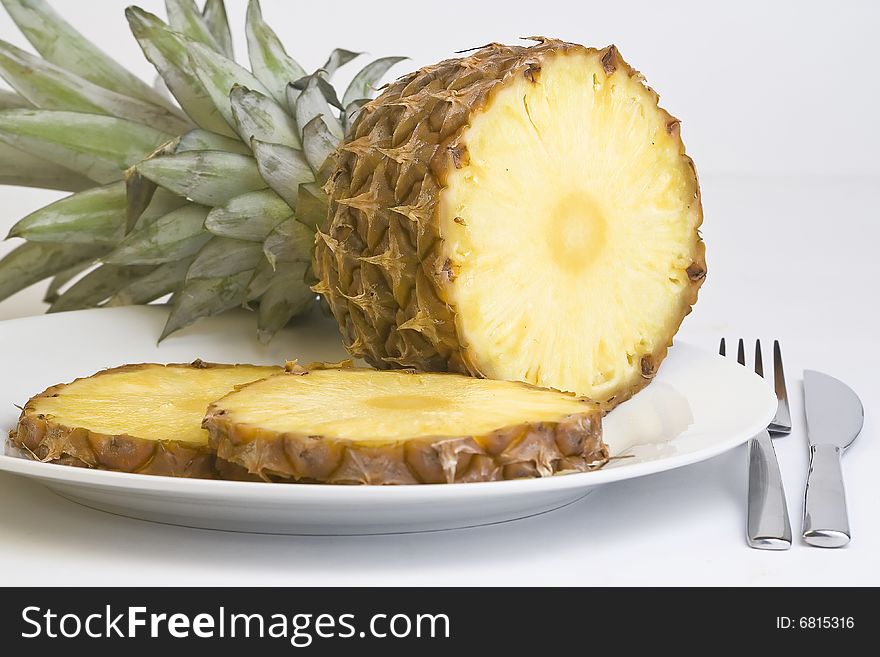 Delicious fresh pineapple natural isolated on a white background