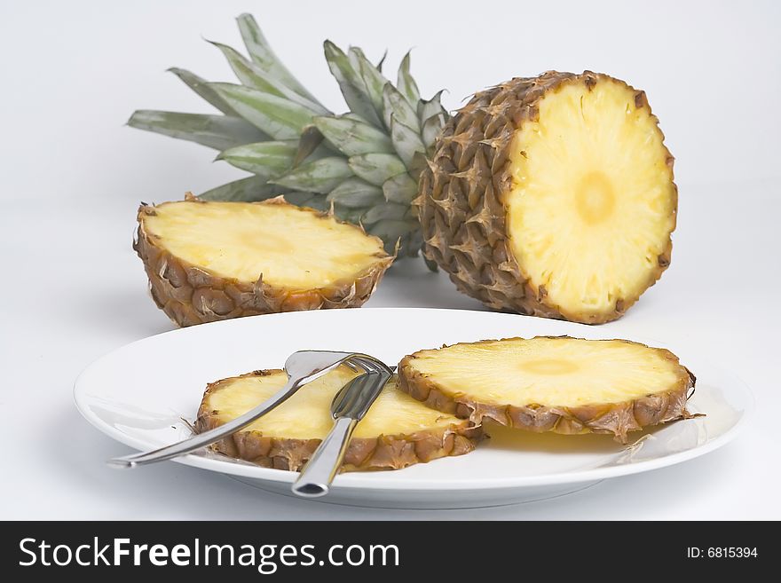 Delicious fresh pineapple natural isolated on a white background