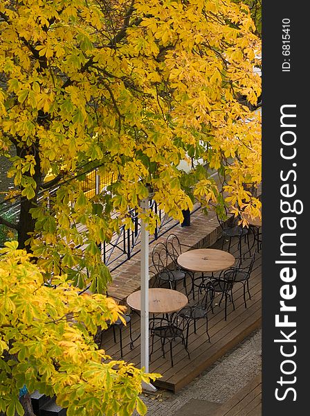 Exterior of a street cafe in Prague.