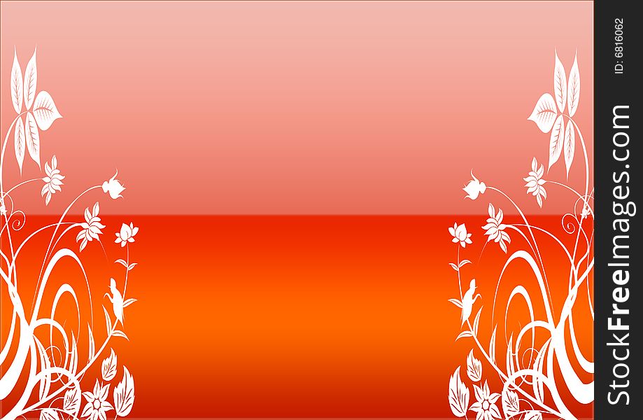 Floral background in red gradient