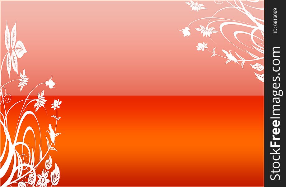 Floral background in red gradient