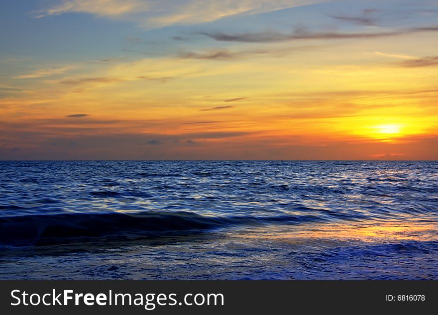 Saturated, Technicolor sunset at the seaside