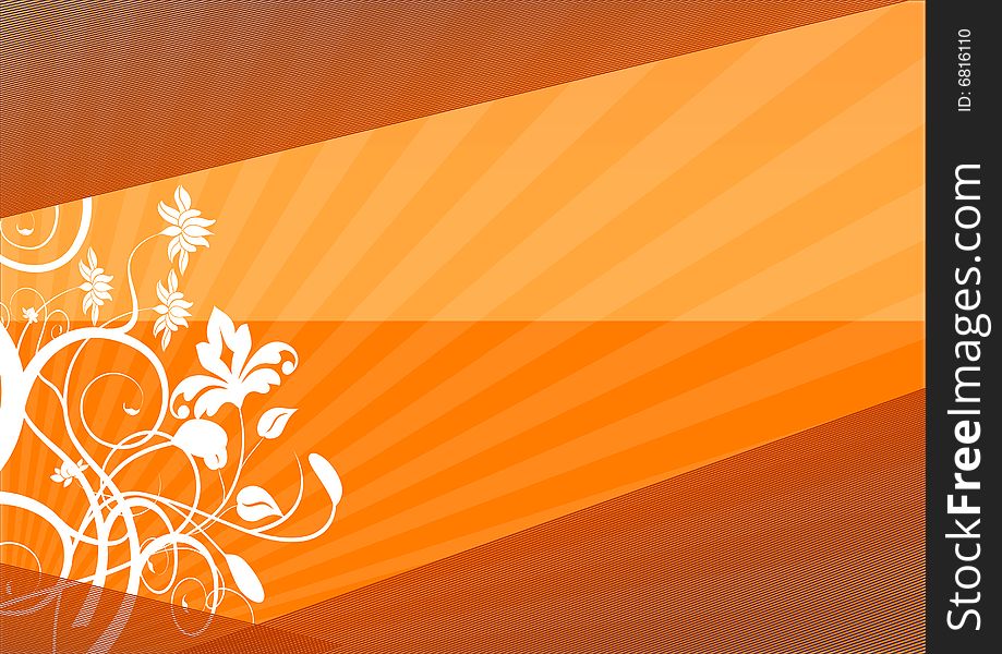 Floral background in orange and yellow gradient