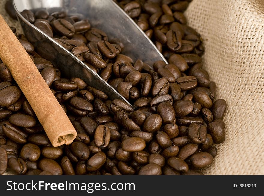 Coffee Beans And Silver Shovel
