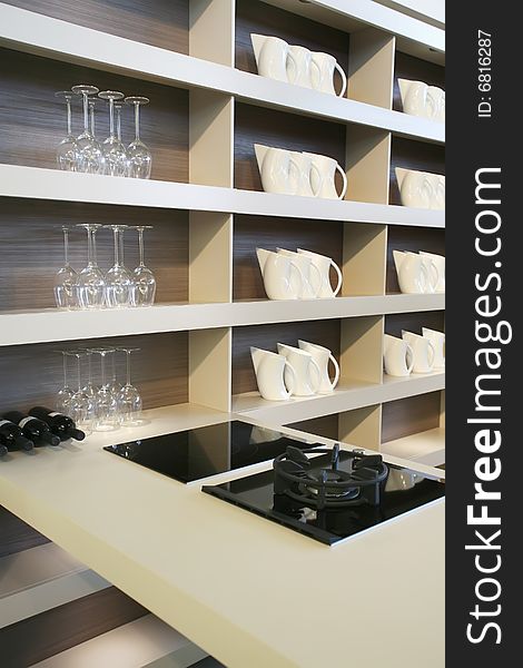 Kitchen background of interior with modern furniture